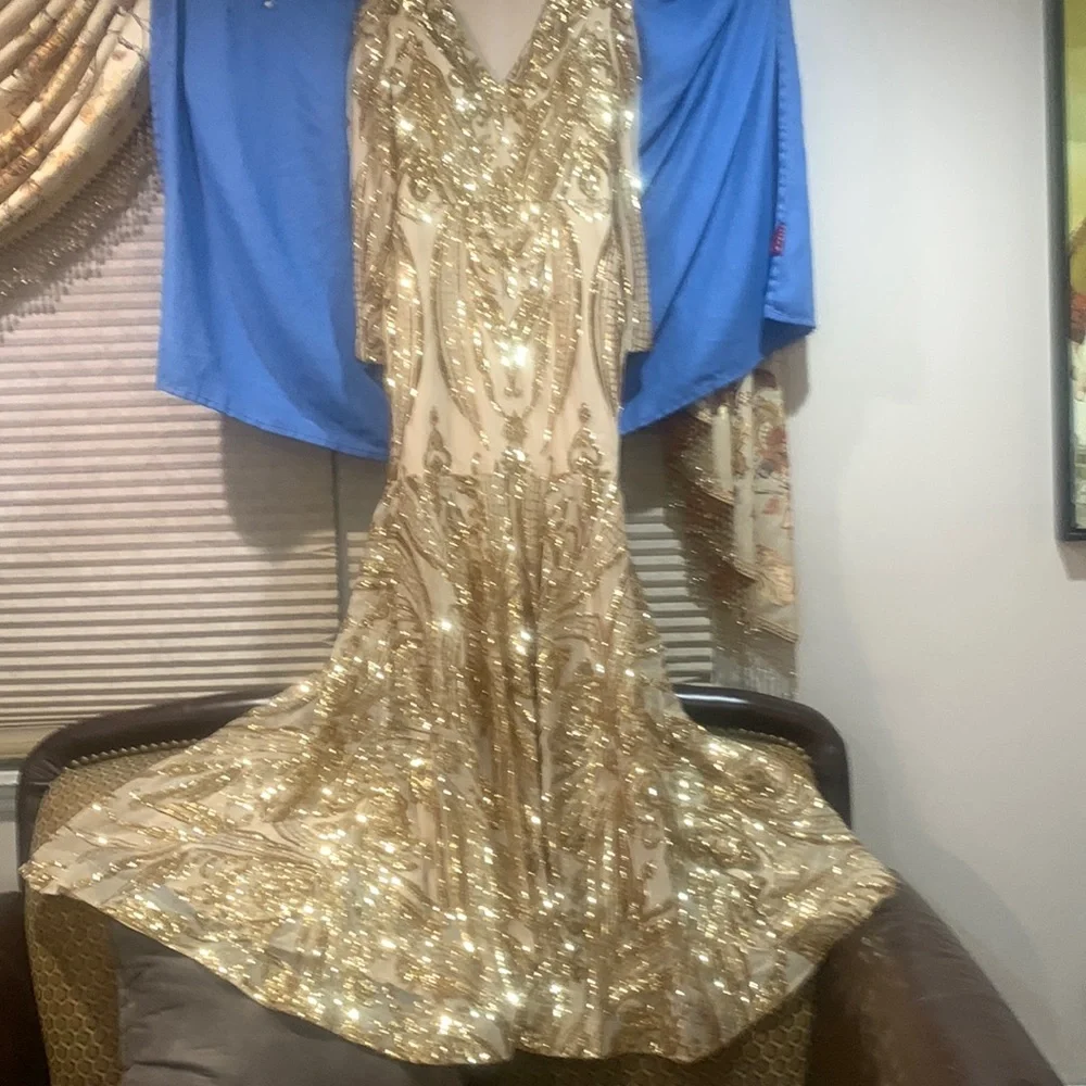 It is sequence dress new size large brig and gold - Picture 1 of 8